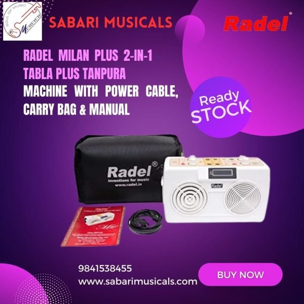 Radel Milan Plus 2-in-1 Tabla Plus Tanpura Machine With Power Cable, Carry Bag & Manual