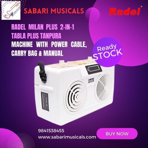 Radel Milan Plus 2-in-1 Tabla Plus Tanpura Machine With Power Cable, Carry Bag & Manual - Image 3