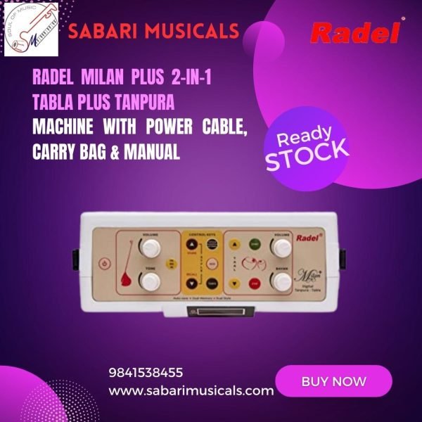 Radel Milan Plus 2-in-1 Tabla Plus Tanpura Machine With Power Cable, Carry Bag & Manual - Image 4