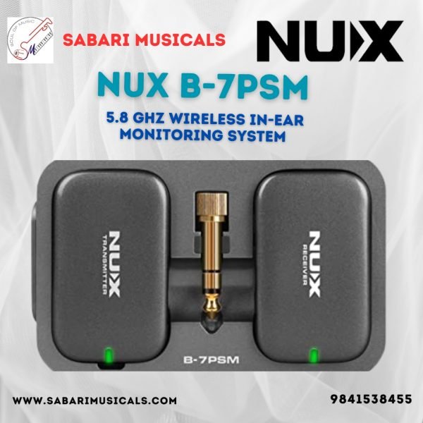 NUX B-7PSM 5.8 GHz Wireless in-Ear Monitoring System, Charging Case Included, Stereo Audio transmitting, Designed for Live Shows and Band Rehearsals,not Suitable for Personal Silent Practice