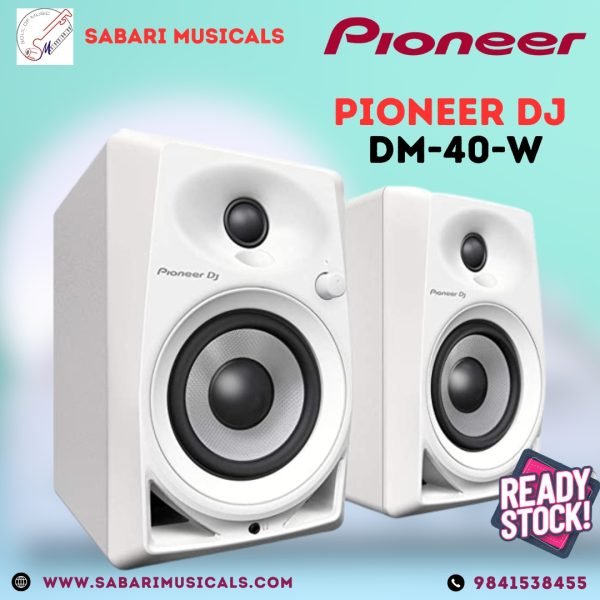 Pioneer DJ DM-40-W - 21W 4" Two-Way Active Monitor - White (Pair)