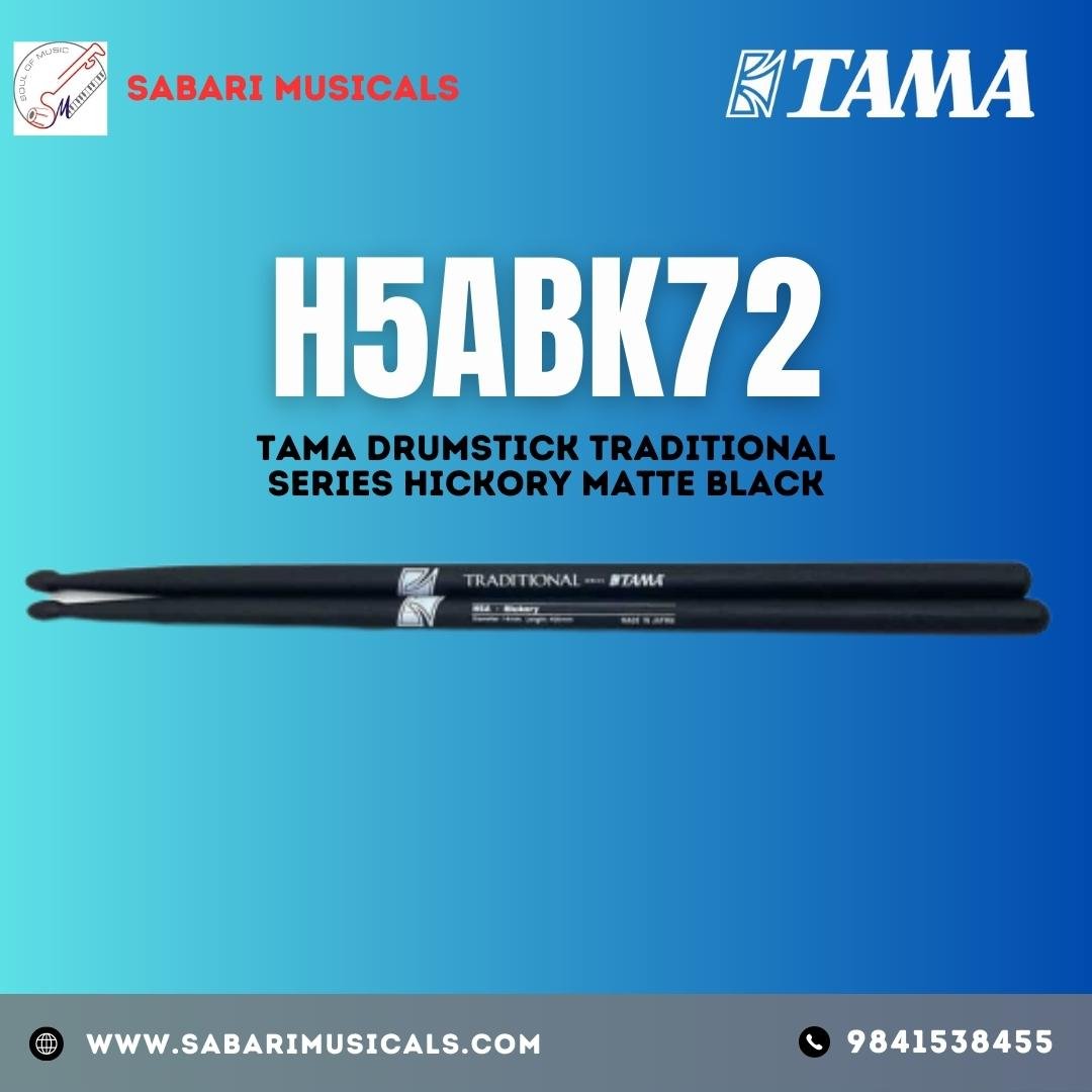Tama Traditional Series 5A American Hickory Drumstick - Matte Black - H5ABK72