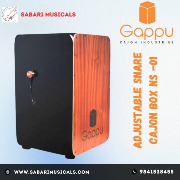 djustable Snare Cajon Box NS -01, Sprush Wood (H:50 W:30 L:30) – 3 Internal Snare, Black (Natural)