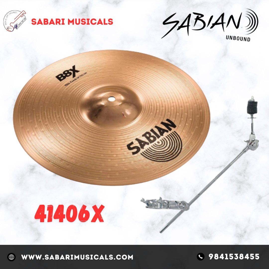 Sabian 41406X 14" B8X THIN CRASH w/Grabber Cymbal Arm