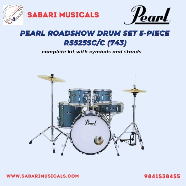 pearl roadshow drum set 5-piece complete kit with cymbals and stands RS525sc/c (743)