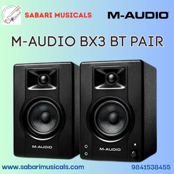 M-Audio Bx3 120-Watt Rca, Auxiliary Powered Studio Monitors / Desktop Computer Speakers For Music Production, Gaming, Live Streaming, And Podcasting (Pair)
