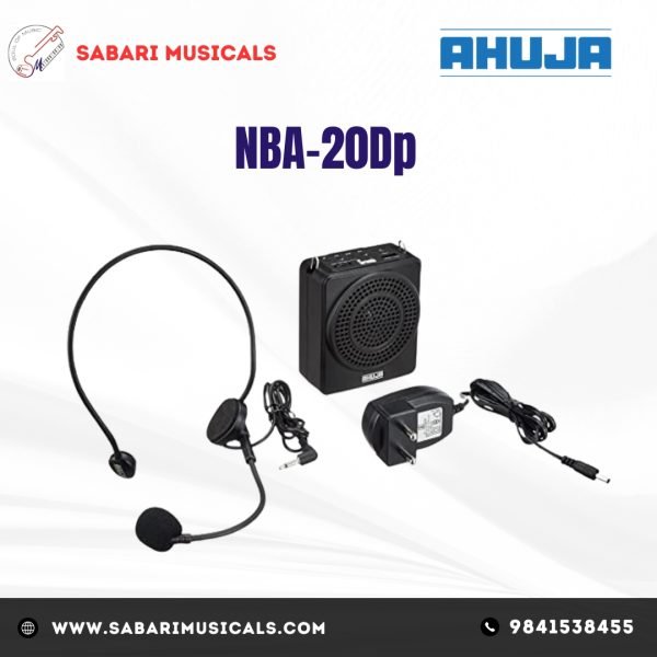 Ahuja Portable PA Neckband System NBA-20Dp Rechargeable with 1 Neckband Mic with USB and SD Card Input, Black, 340gms