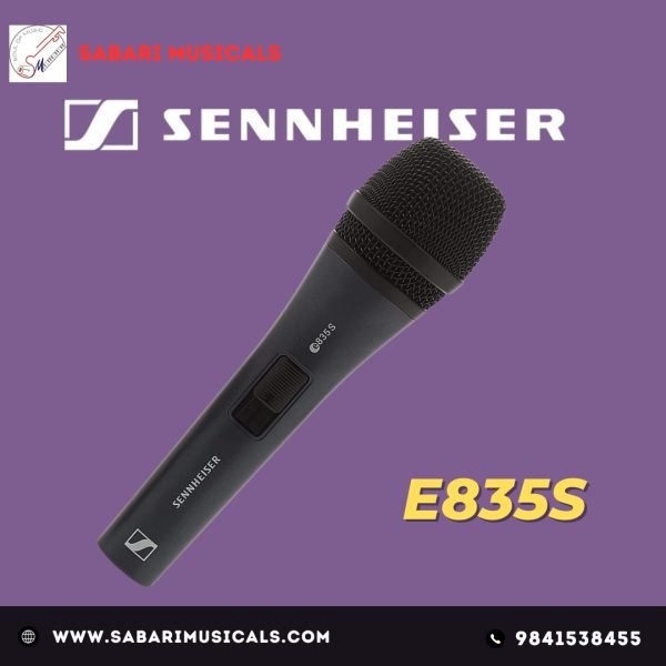 Sennheiser E835-S Dynamic Cardioid Live Handheld vocal Microphone for Vocalist, Singers and Performers.Also used in Home Recording, Semi-Pro Studios and Live Sound
