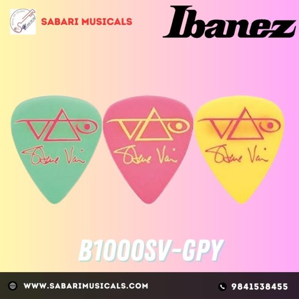 Ibanez B1000SVGPY Steve Vai Signature Picks 3 Pack, Green/Pink/Yellow