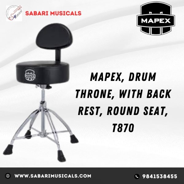 Mapex T870 Round Top Drum Throne with Backrest and Double Braced Quad Legs