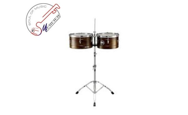 Meinl Percussion MT1415RR-M Marathon Series Antique Matte Finish Steel Timbales, 14(36CM) and 15()38CM) with Stand