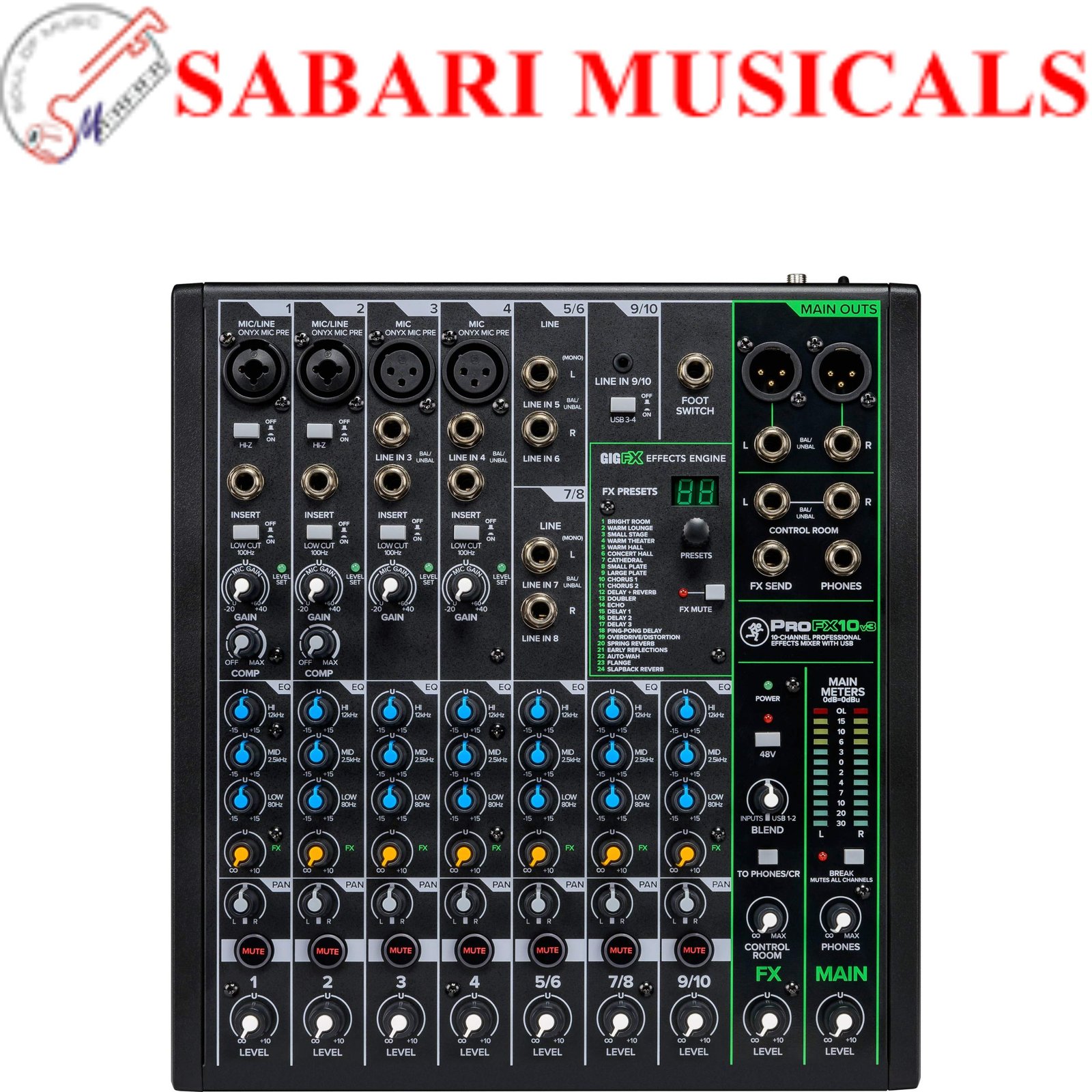 Mackie ProFXv3 Series, 10-Channel Professional Effects Mixer with USB, Onyx Mic Preamps and GigFX effects engine - (ProFX10v3)