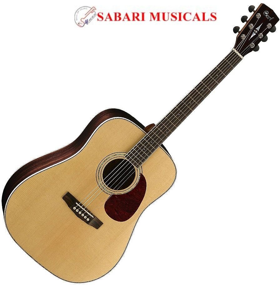 Cort EARTH100RWNAT Dreadnought Acoustic Guitar Solid Sitka Spruce Top, Rosewood Back Sides, Natural