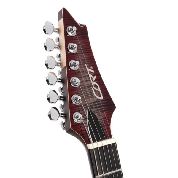 Cort 7 String Solid-Body Electric Guitar, Right, Lava Burst /Polar Ice Burst with Bag - Image 2