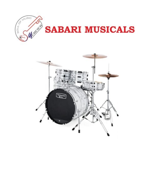 Mapex Tornado 5 Pieces Acoustic Drum Kit With Hardware And Cymbals - White Wood Grain