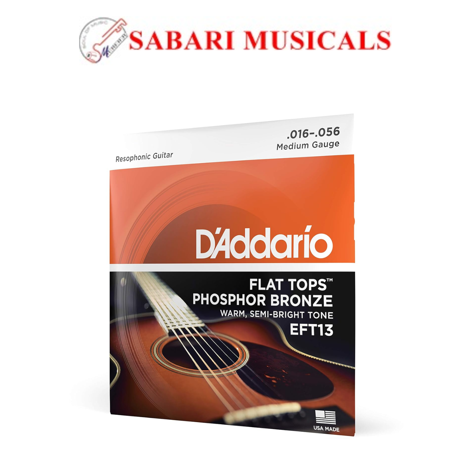 D'Addario, Acoustic Guitar String, Flat Tops, Phosphor Bronze .010-.047 -Set EFT15