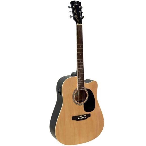 Pluto Acoustic Guitar 101 series Dreadnought Cutaway with Equaliser PA41CE-101 NAT - Image 4