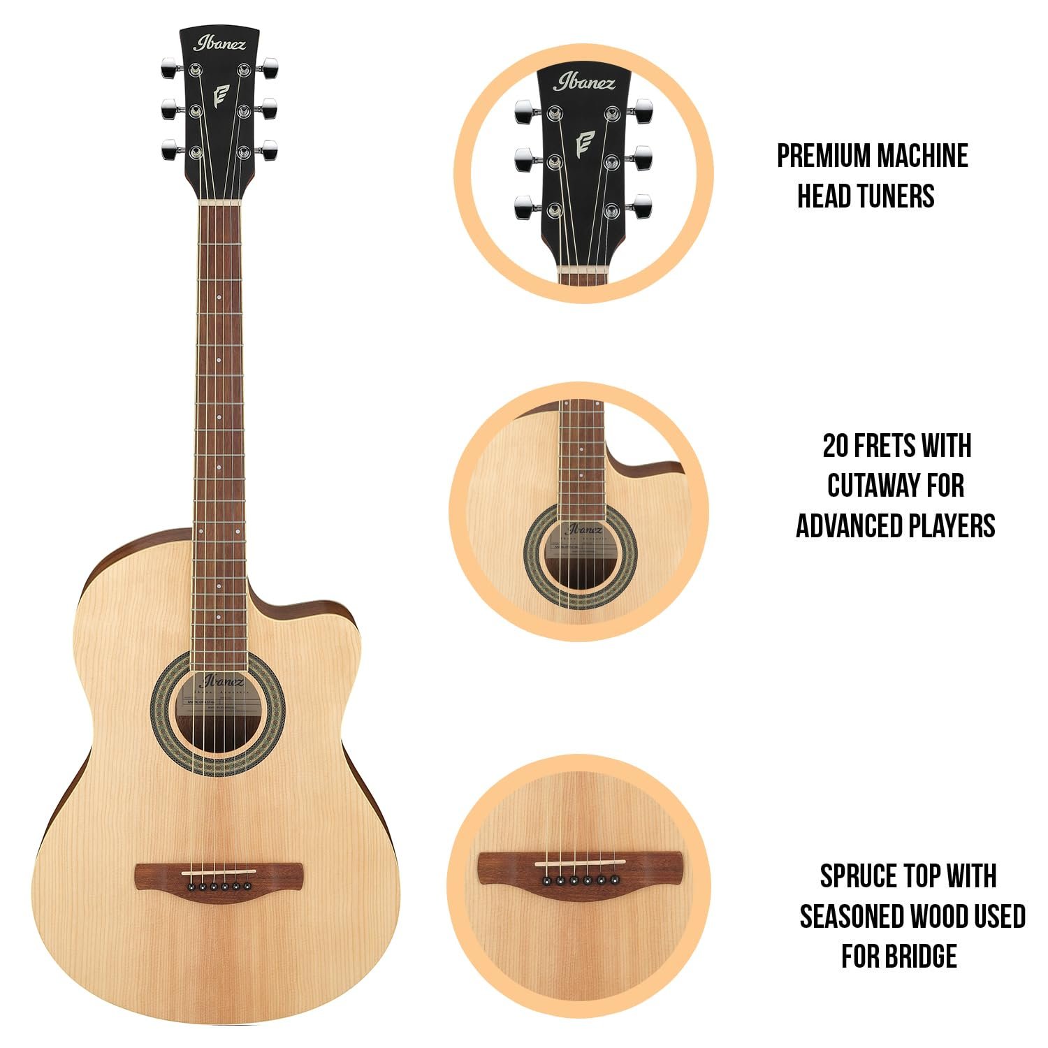 Ibanez Rose Wood Acoustic Guitar MD Series MD39C OPN - Image 4