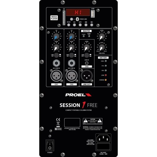Proel Session 1 Compact Portable Column PA System with Mixer and Bluetooth - Image 4