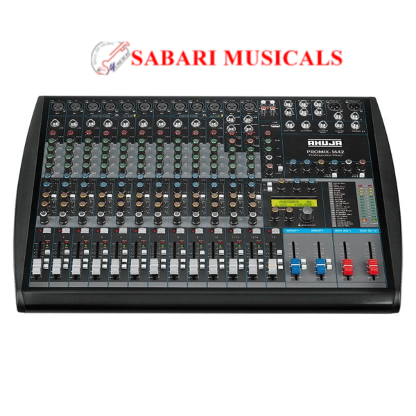 Ahuja PROMIX-1442 14-Channel Live Mixer with MP3 Player 12 MIC and 10 LINE Balanced Mono inputs with enhanced headroom. 2 STEREO Balanced inputs