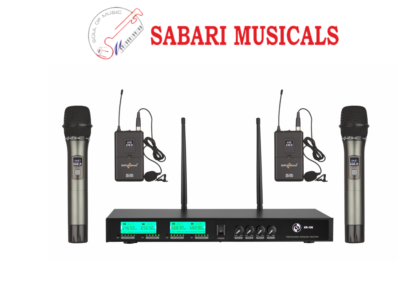 Studiomaster XR 100 2HL UHF Wireless microphone (2 Hand+2 Collar Microphones)