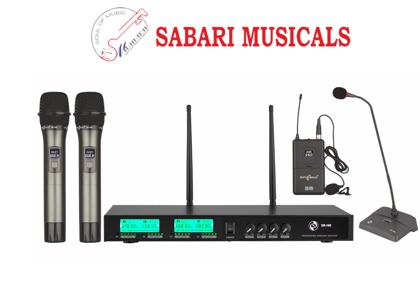 Studiomaster XR 100 HCL UHF Wireless microphone (2Hand+1Collar+1Table Microphones)
