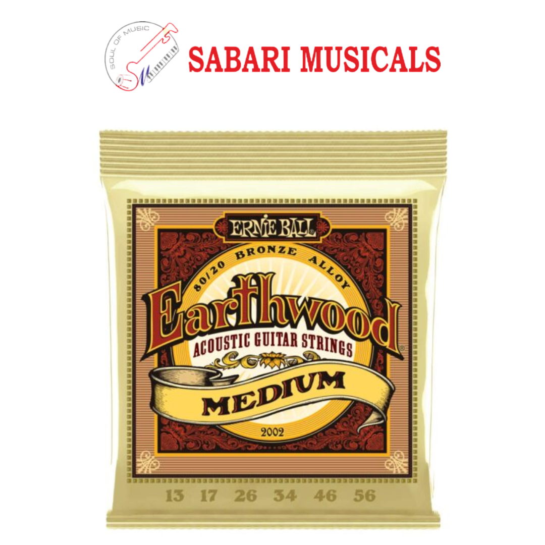 Ernie Ball 2002 Earthwood Acoustic Guitar Strings,80/20 Bronze,Medium