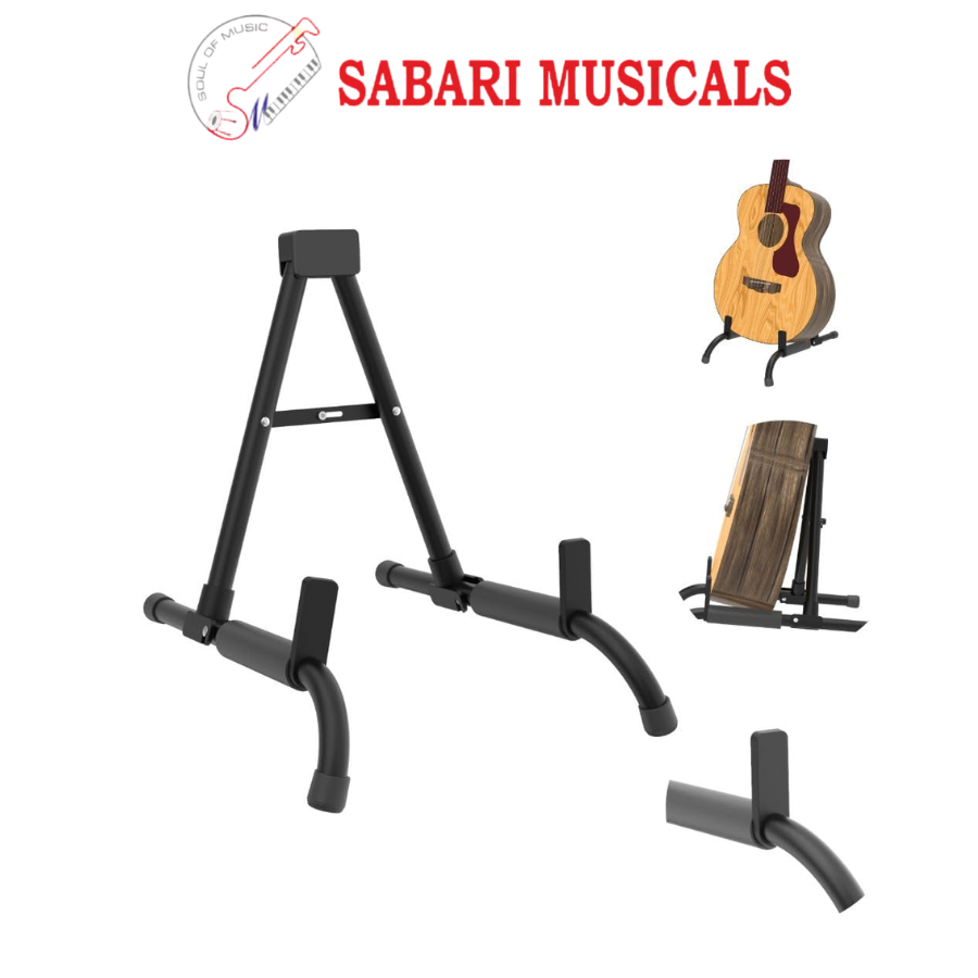 Chetty GA4 Adjustable Portable Guitar Stand Foldable Sturdy Lightweight Compact Durable Wooden Metal Universal AntiSlip Stand for Acoustic Electric Bass Travel Display (GA4)