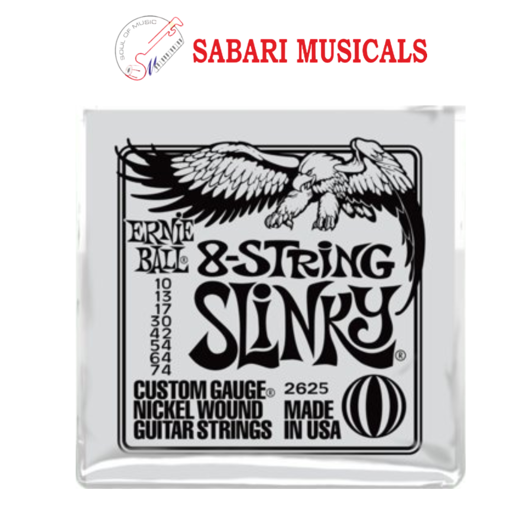 Ernie Ball P02625 8-String Slinky Electric Electric Guitar Strings, 10-74