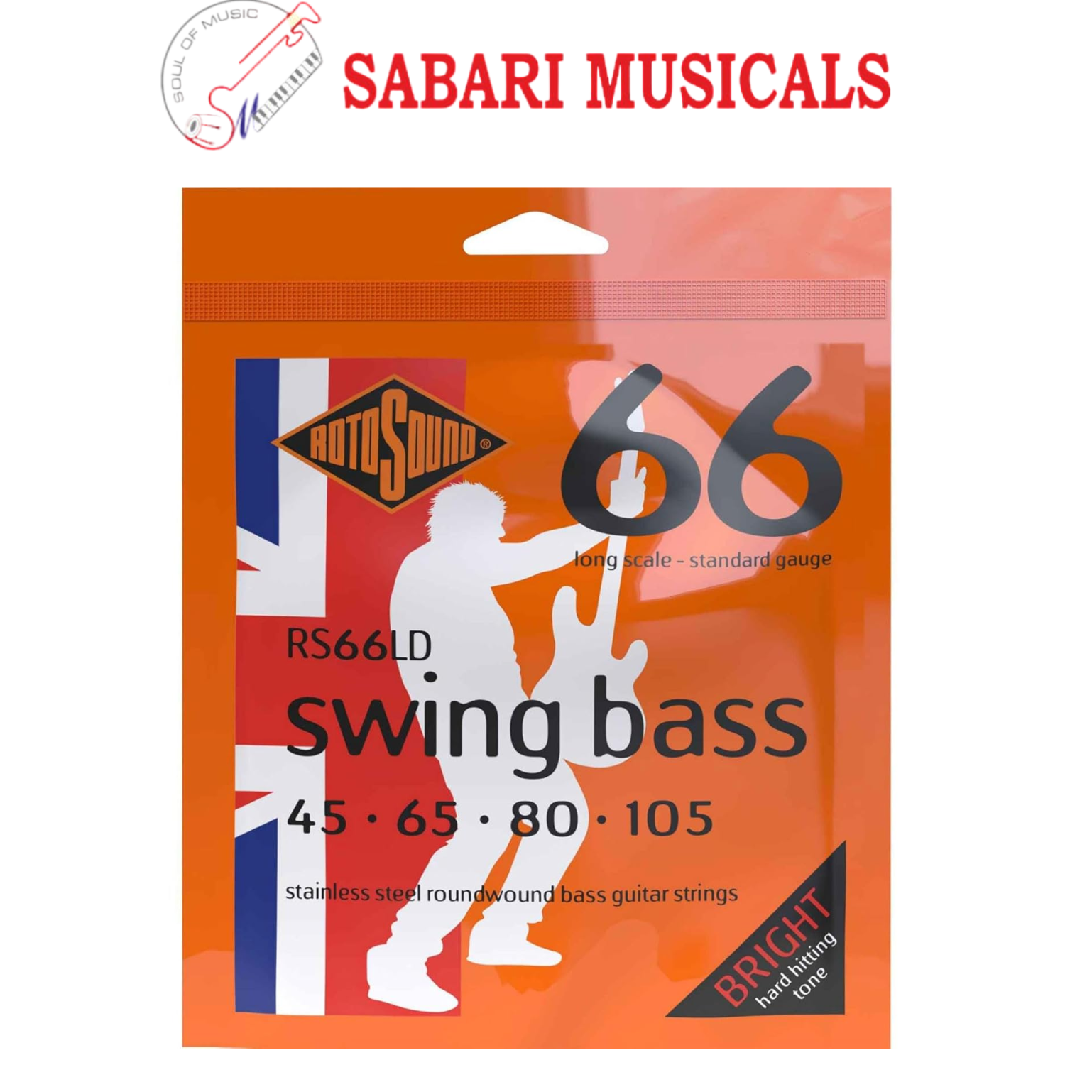 Rotosound RS66LD Long Scale 66 Stainless Steel Swing Electric Bass Strings Standard 45-105