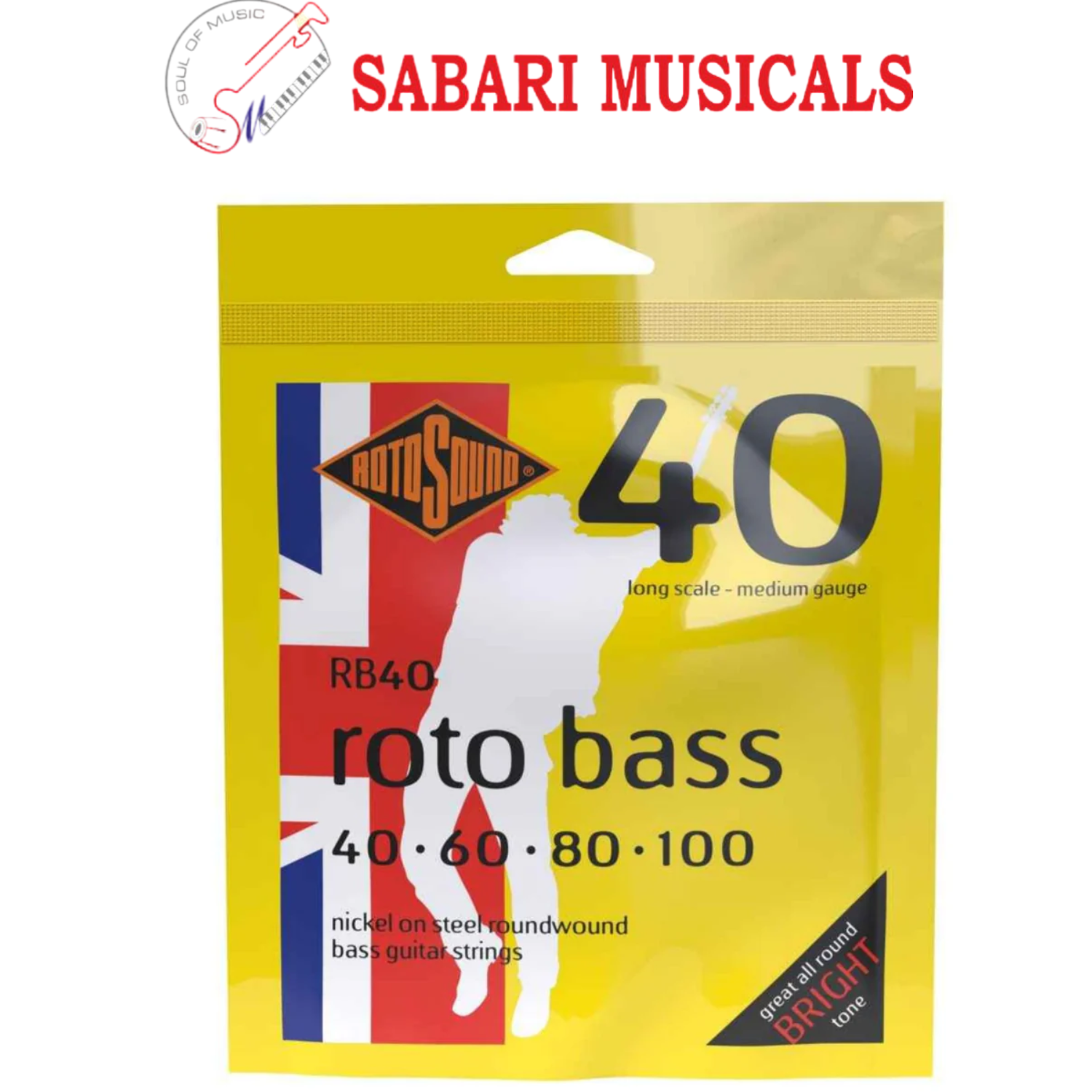 Rotosound RB40 Bass Nickel Medium Bass Guitar String - 040-100