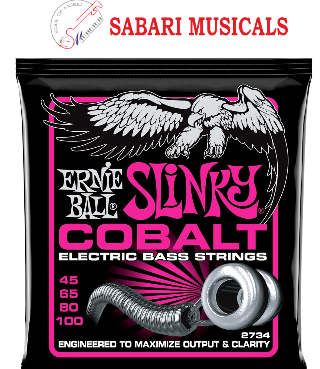 Ernie Ball Super Slinky Cobalt Bass Guitar Strings, 45-100 Gauge (P02734)