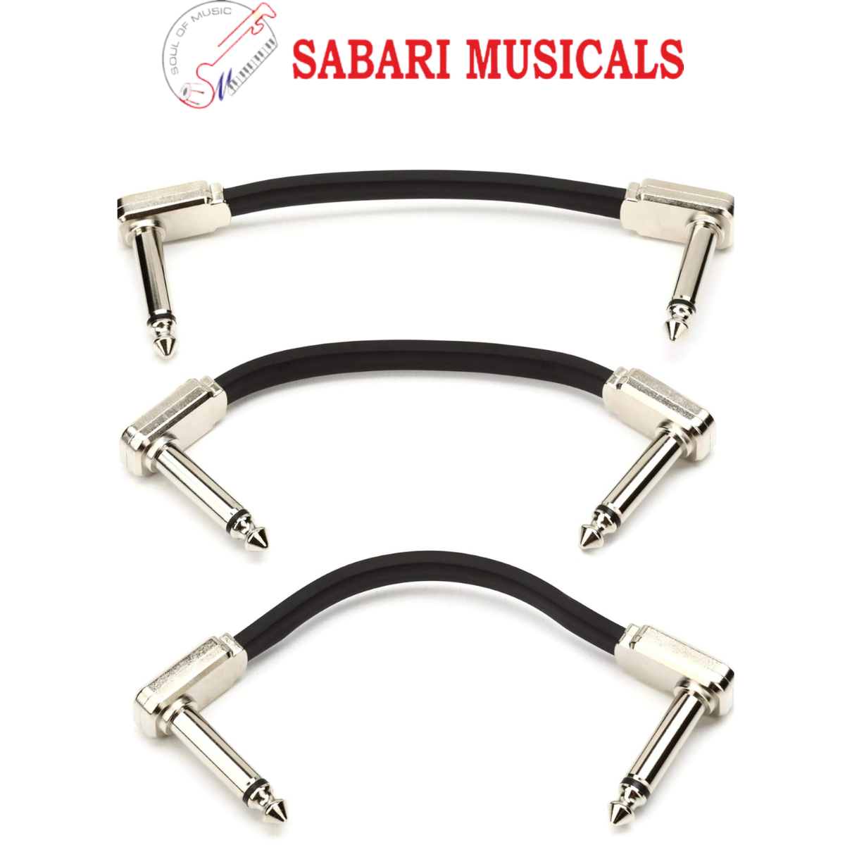 Ernie Ball P06220 Flat Ribbon Pedalboard Patch Cable - Right Angle to Right Angle - 3 inch (3-pack)