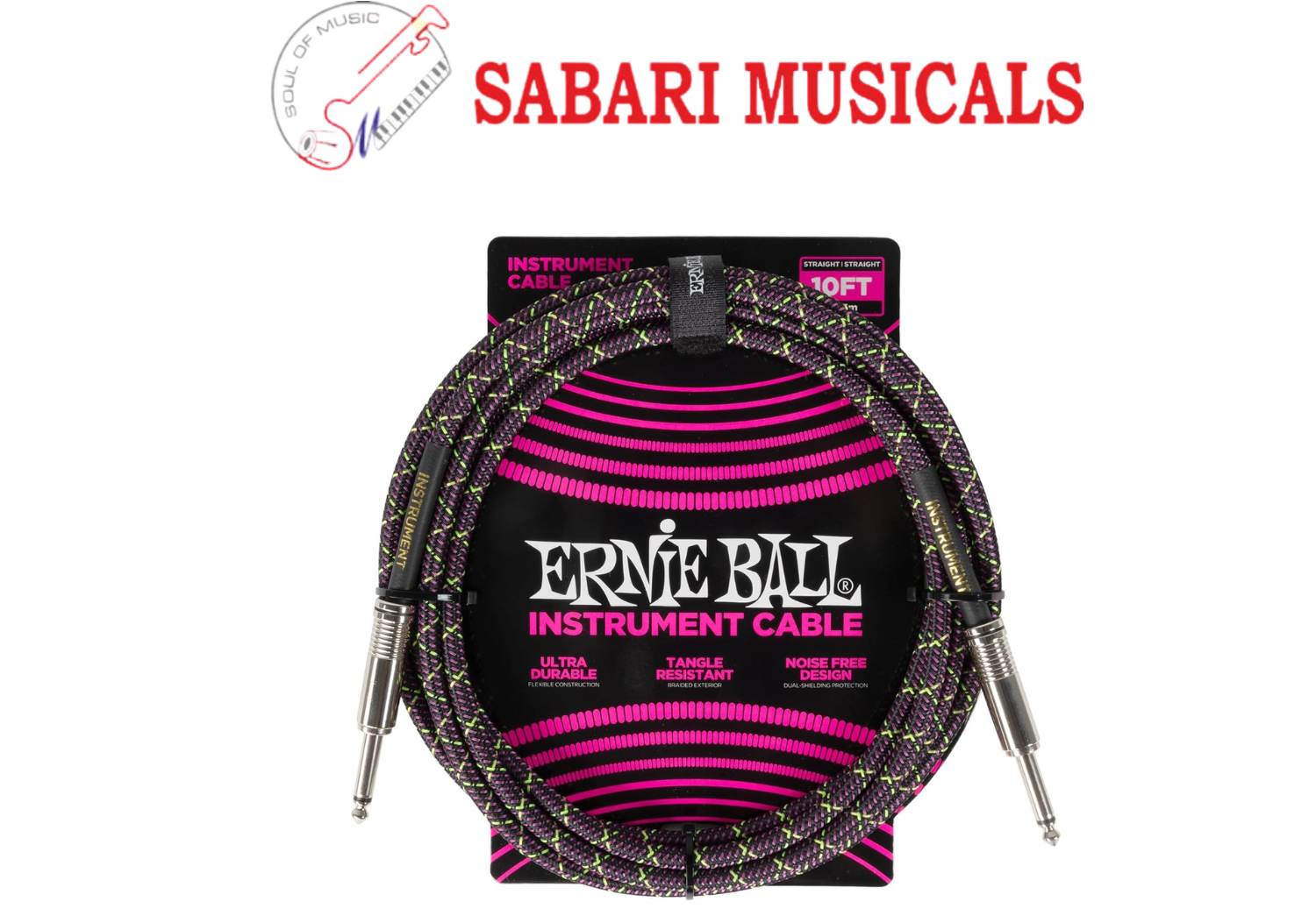 Ernie Ball Braided Instrument Cable Straight/Straight 10ft - Purple Python (P06427)