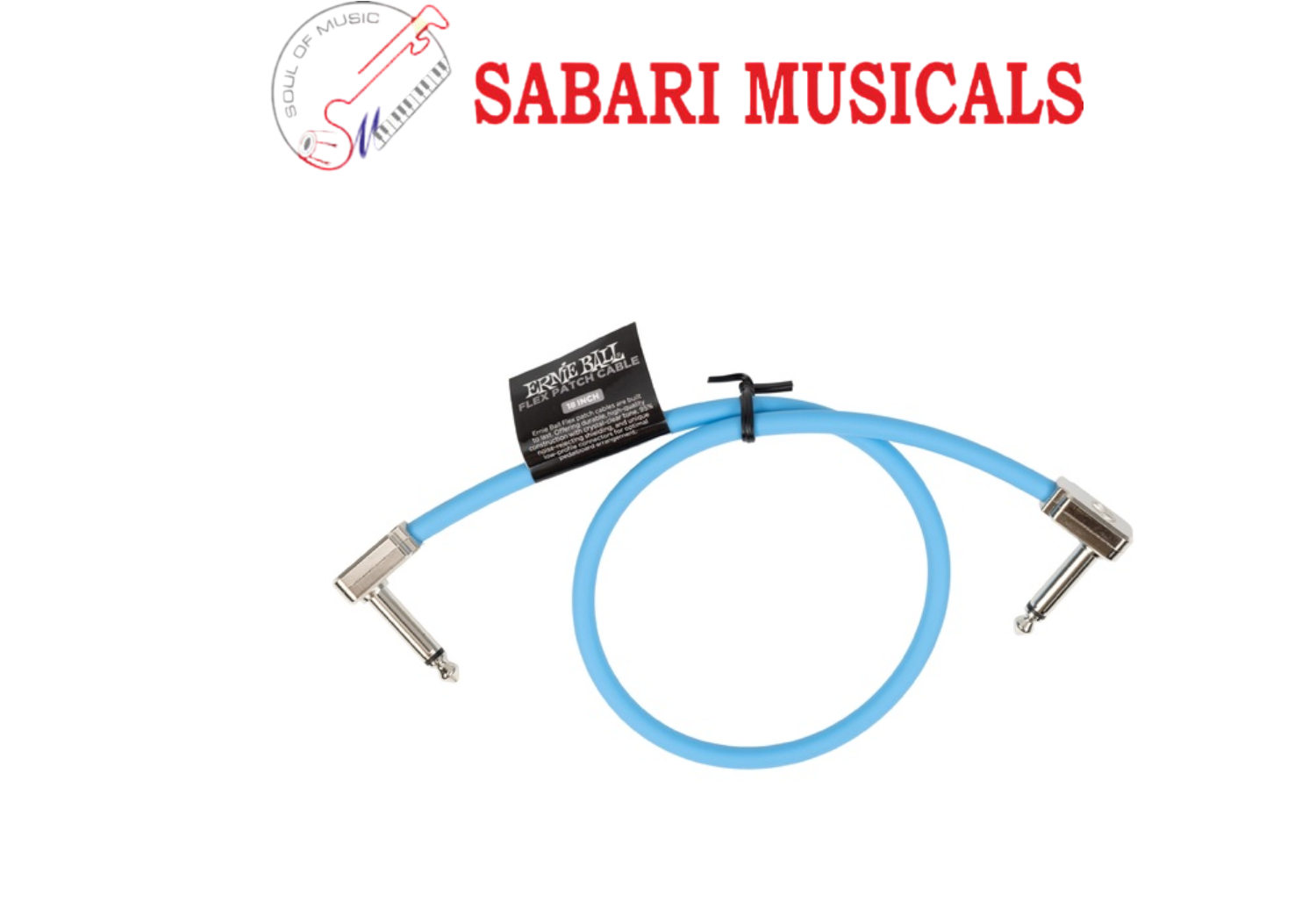 Ernie Ball P06457 Flex Instrument Patch Cable, 18 Inch, Blue, Single