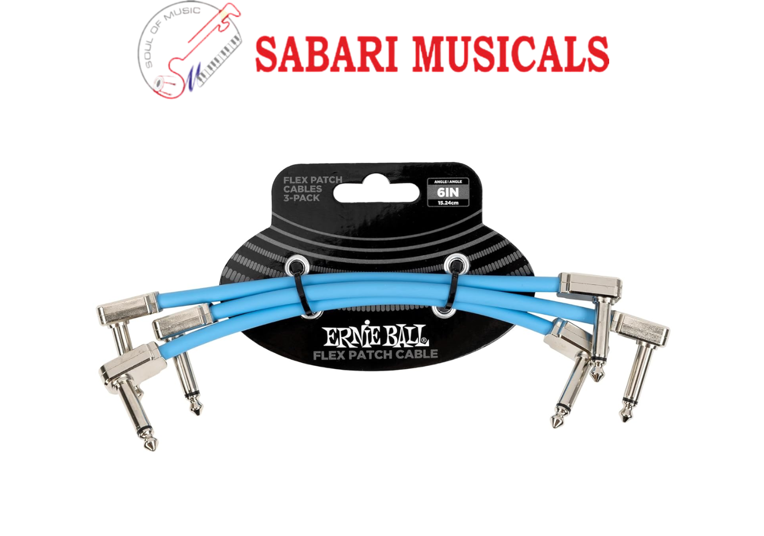 Ernieball 6460 (Flex Patch Cable Blue 15cm 3-Pack)