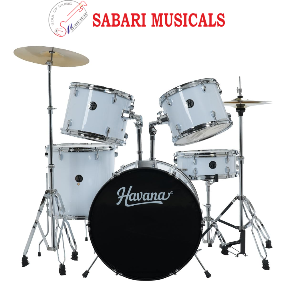 Havana HV 522WH Acoustic Drum (full kit) 5PCs set including Hardware White