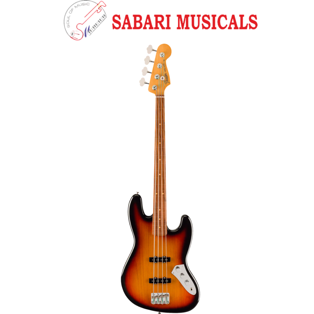 Fender Jaco Pastorius Jazz Bass Guitar, Fretless, Pau Ferro Fingerboard, 3-Color Sunburst 0196208800