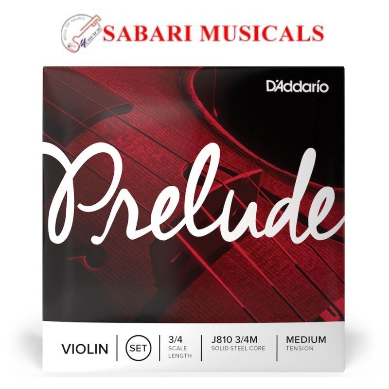 D'Addario Prelude Violin J810 3/4 Medium Tension, Ball End, Full Set