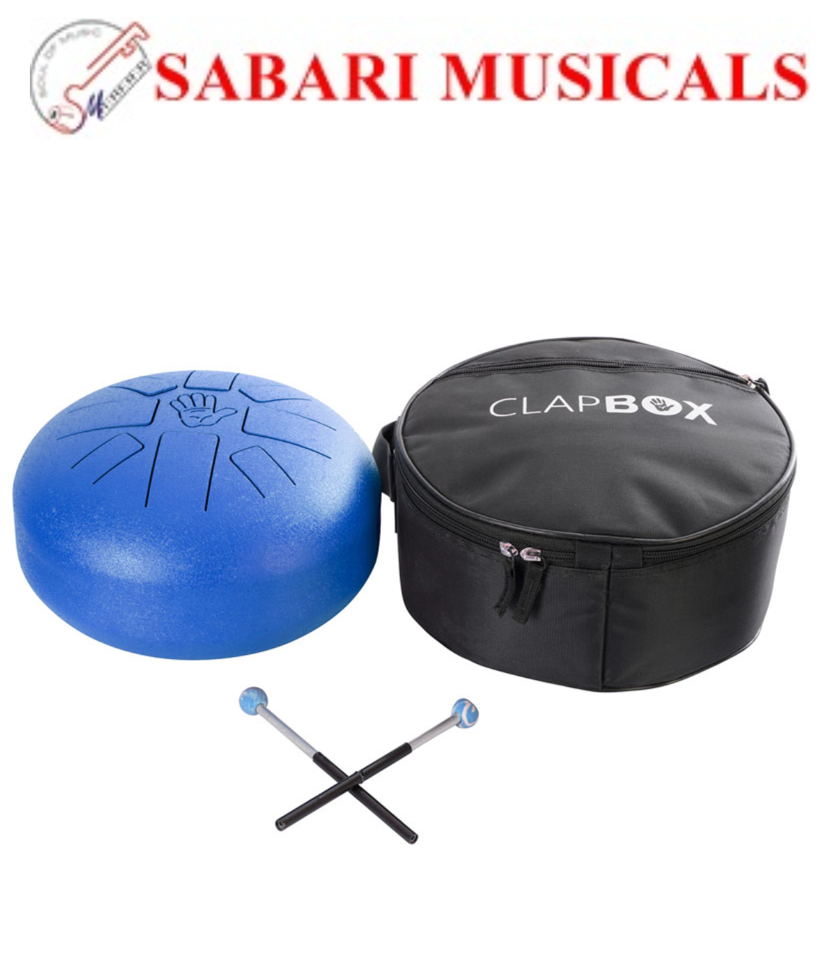 Clapbox Steel Tongue Drum – with Padded Bag & Mallets (Blue)