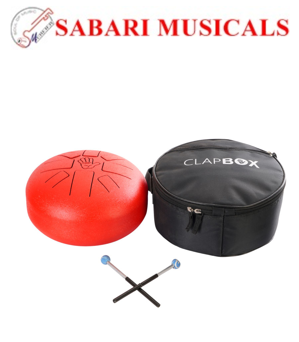 Clapbox Steel Tongue Drum – with Padded Bag & Mallets (Red)