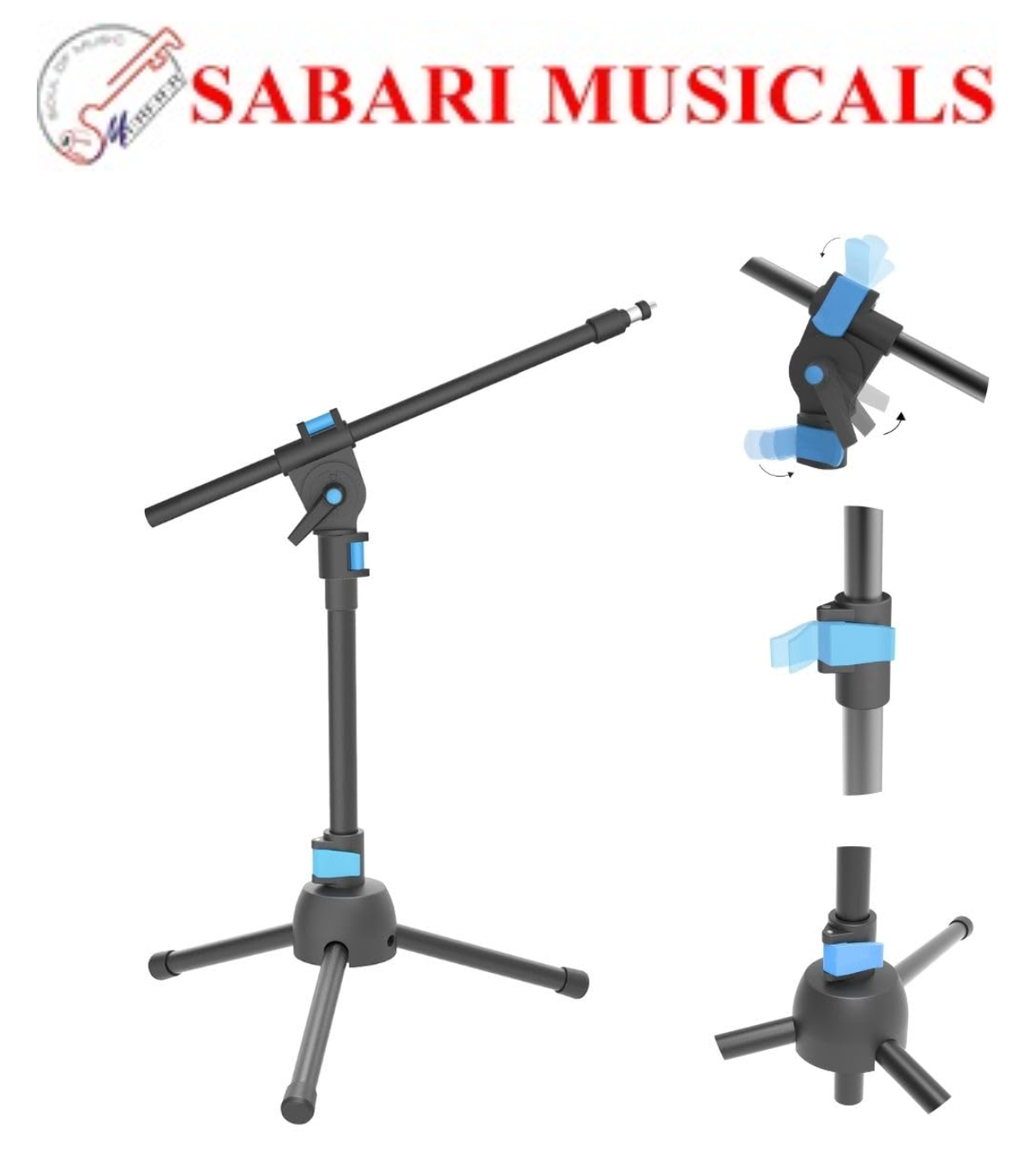 Chetty MT23 Adjustable Heavy Duty Mic Stand with Tripod Boom Portable Collapsible Universal & Professional Non-Slip Microphone Stand