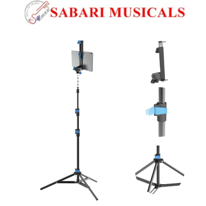 Chetty DT17 Adjustable Tripod Stand for Tablet & Phone Detachable Mount, Collapsible Base, Universal Compatibility