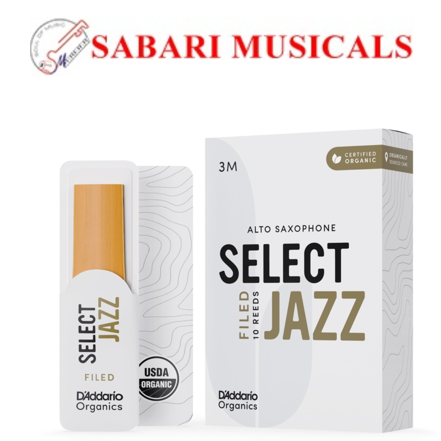 Daddario ORSF10ASX3M Organic Select Jazz Filed Alto Sax Reeds, Strength 3 Medium, 10-Pack