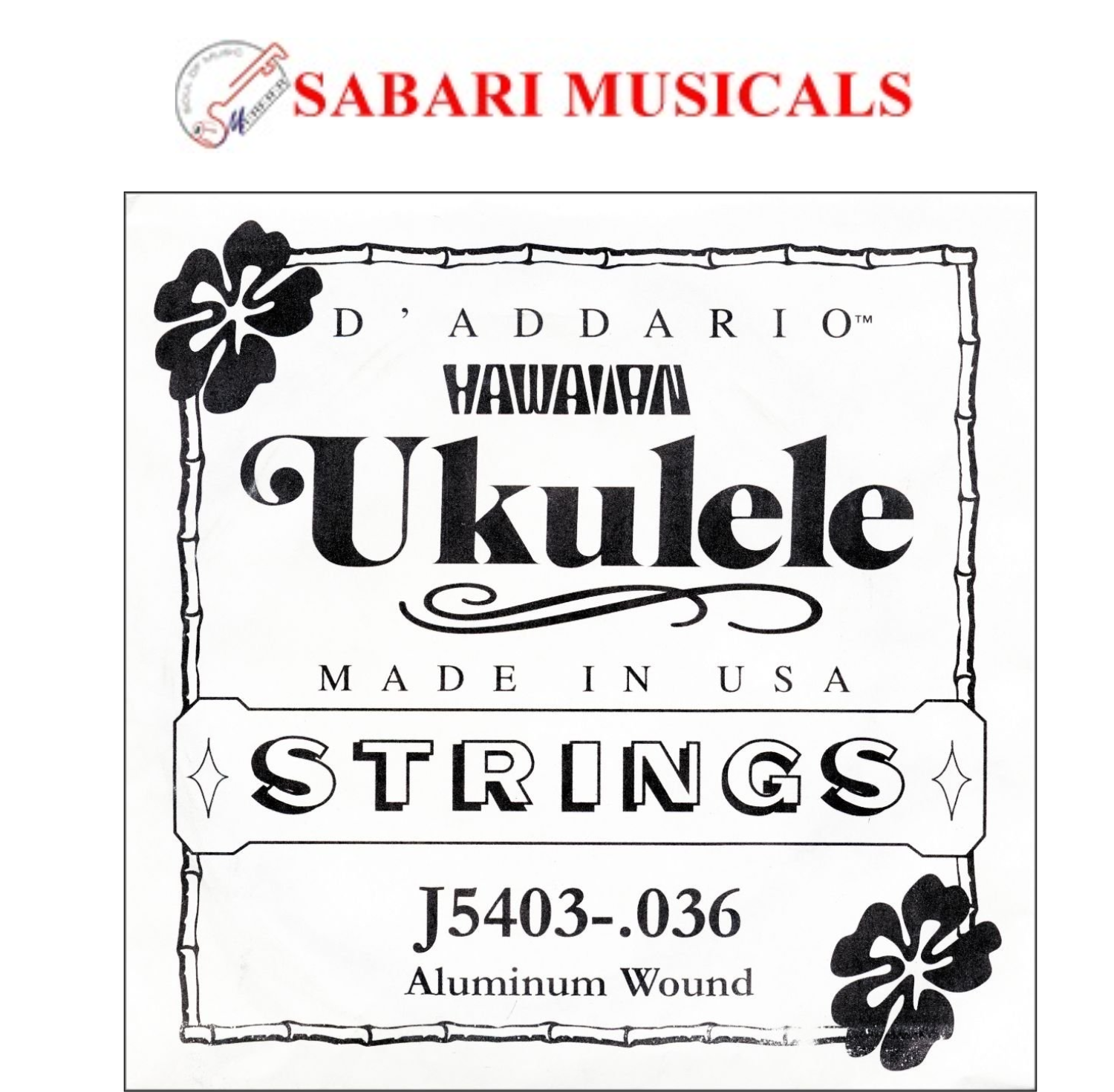 D'Addario J5403 Aluminum Wound Tenor Ukulele Single String, Third String.036