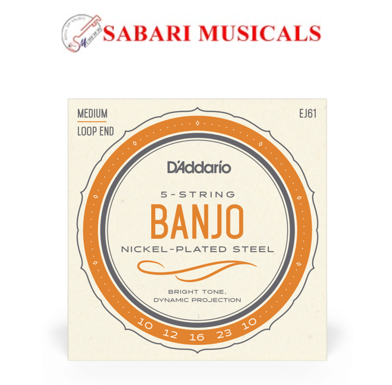 D'Addario EJ61 10-23 Medium Banjo String Set