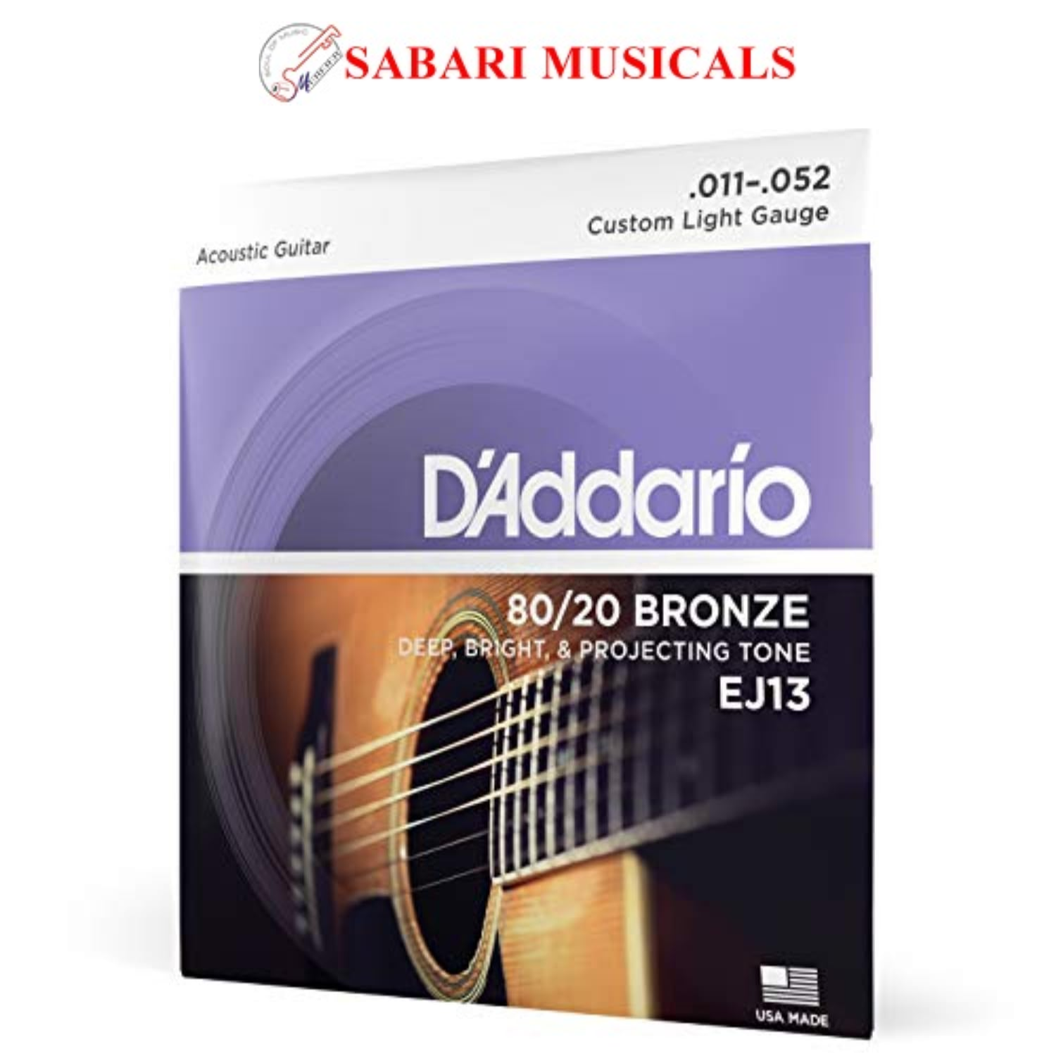 D'Addario EJ13 11-52 Bronze Custom Light Acoustic Guitar Strings