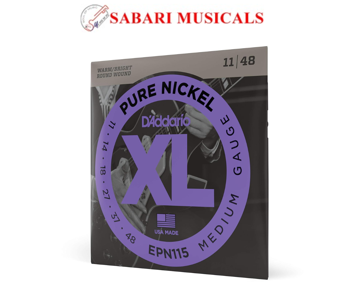D'Addario EPN115 Pure Nickel Electric Guitar Strings, Blues/Jazz Rock, 11-48