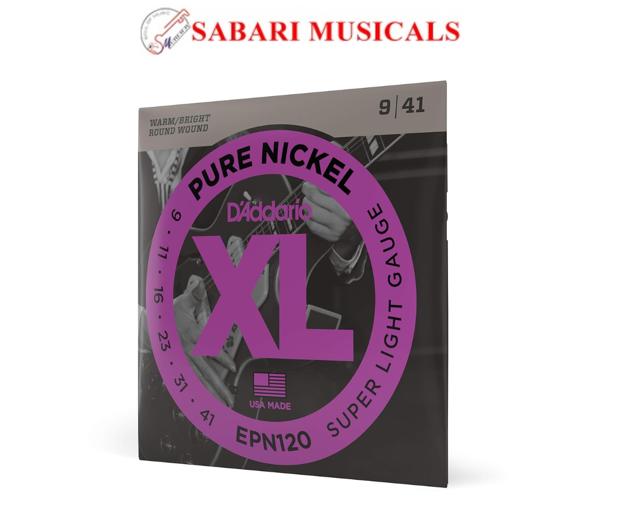 D'Addario EPN120 Pure Nickel Electric Guitar Strings, Super Light, 9-41