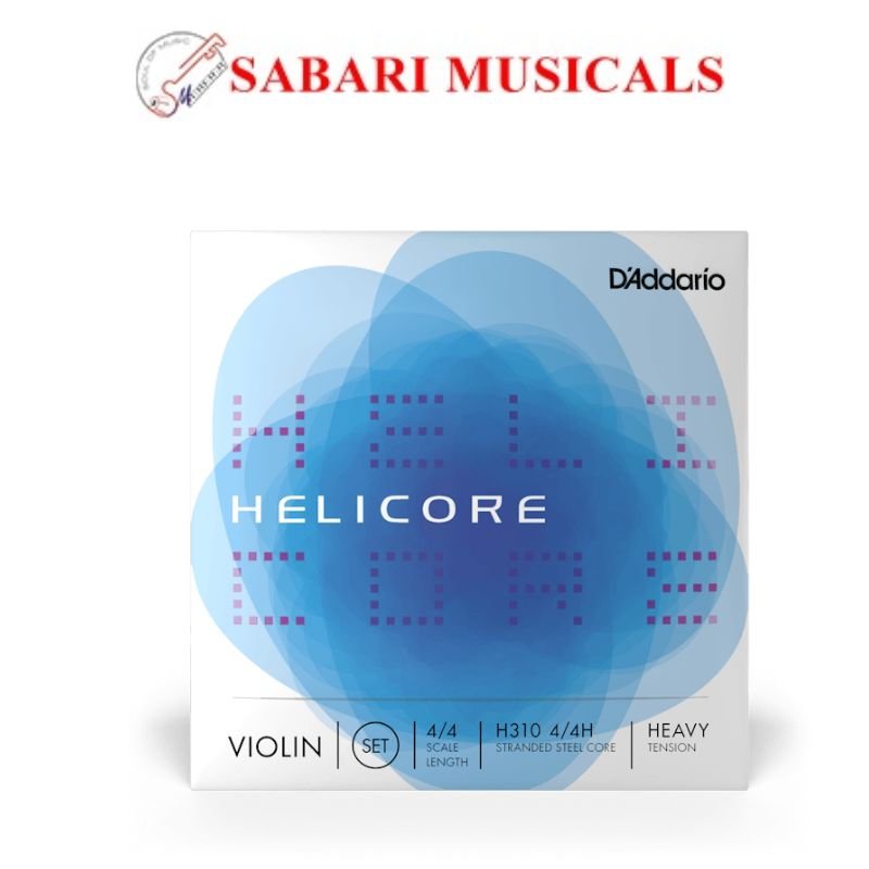 D'Addario H310 4/4H Helicore Violin String Set, 4/4 Scale, Heavy Tension